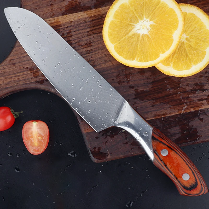 Professional 6.5-inch chef's knife with sharp stainless steel blade and wooden handle, suitable for cutting meat and vegetables
Professional 6.5-inch chef's knife with sharp stainless steel blade and wooden handle, suitable for cutting meat and vegetables
