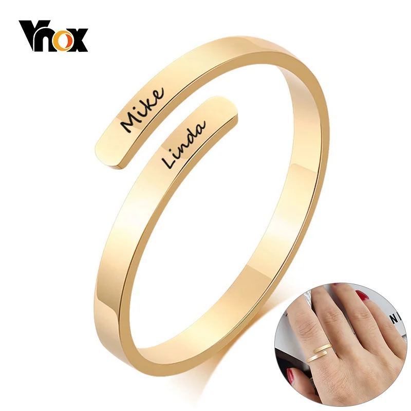 Женские кольца Vnox из нержавеющей стали с гравировкой, регулируемый размер, подарки на годовщину, ювелирные изделия
Женские кольца Vnox из нержавеющей стали с гравировкой, регулируемый размер, подарки на годовщину, ювелирные изделия