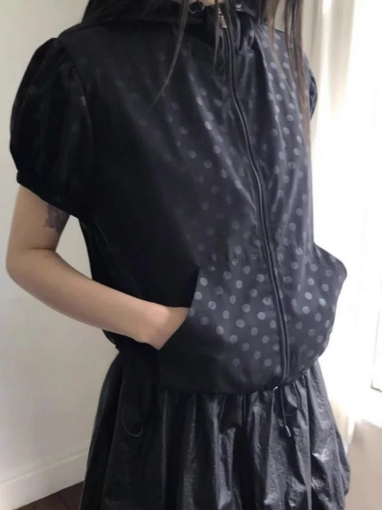 Sun Protection Zipper Short Sleeve Bubble Sleeve High Collar Polka Dot Outerwear Korean Style Retro Four Points Sea
Sun Protection Zipper Short Sleeve Bubble Sleeve High Collar Polka Dot Outerwear Korean Style Retro Four Points Sea