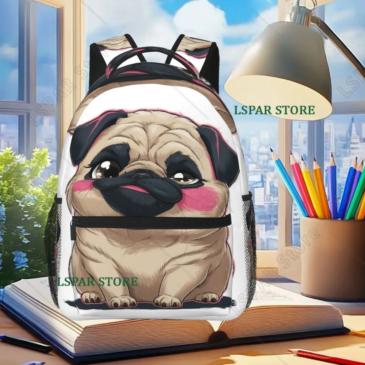 Lovely Puppy Cute Pug Dog Backpack Student Boys Girls BookBag Kids School Bag Laptop Shoulder Bags for Men Women
Lovely Puppy Cute Pug Dog Backpack Student Boys Girls BookBag Kids School Bag Laptop Shoulder Bags for Men Women