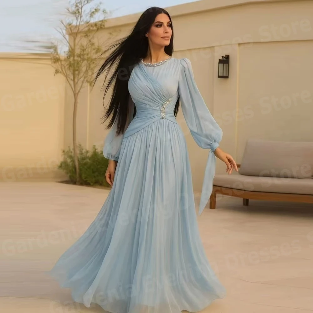 Элегантные женские вечерние платья трапециевидной формы с круглым вырезом и длинными рукавами, плиссированные платья для выпускного вечера, расшитые бисером, Vestidos De Fiesta Elegantes
Элегантные женские вечерние платья трапециевидной формы с круглым вырезом и длинными рукавами, плиссированные платья для выпускного вечера, расшитые бисером, Vestidos De Fiesta Elegantes
