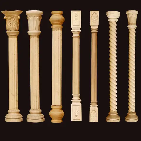 Vintag-calcomanía de columna romana tallada en madera, accesorios de muebles, aplique de esquina, marco de puerta, decoración del hogar