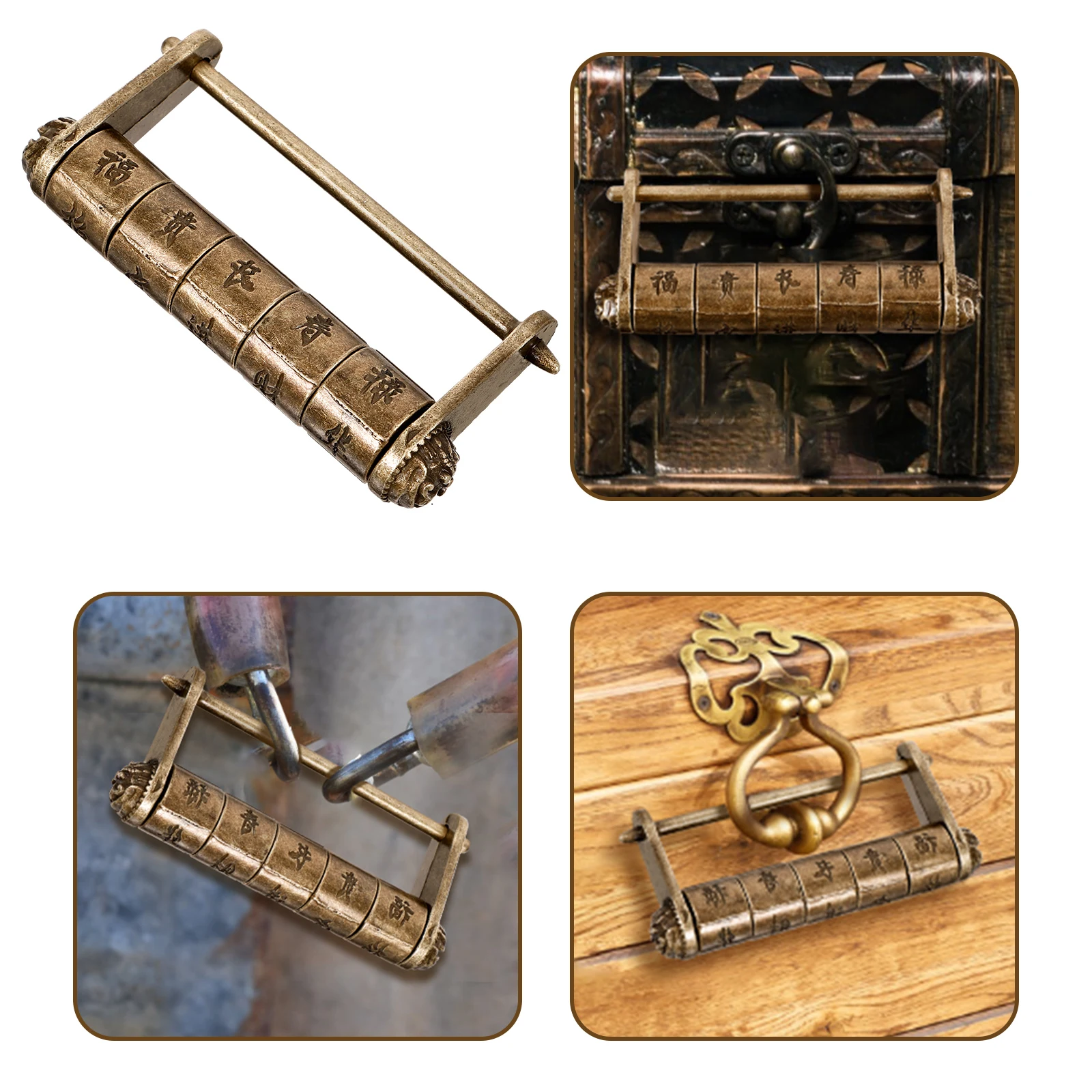 Creative Retro Metal Padlock Vintage Combination Lock For Jewelry Box Cabinet Drawer Engraved Chinese Characters
Creative Retro Metal Padlock Vintage Combination Lock For Jewelry Box Cabinet Drawer Engraved Chinese Characters