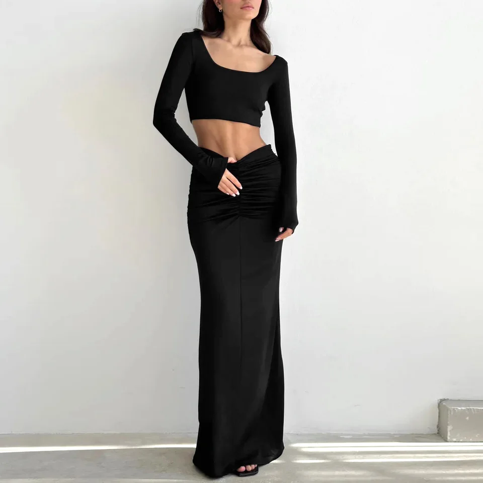 Black Knitted Ruched Long Skirts Party Evening 2025 Low Waist Fishtail Skirts Elegant Women'S Ensembles Autumn Lady
Black Knitted Ruched Long Skirts Party Evening 2025 Low Waist Fishtail Skirts Elegant Women'S Ensembles Autumn Lady