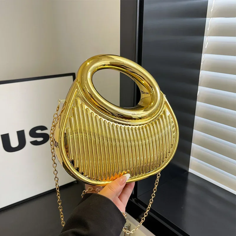 Half Moon Small Shoulder Bag For Women 2023 Spring New Gold Silver Handbags Evening Bag Pleated Design Acrylic Crossbody Bag
Half Moon Small Shoulder Bag For Women 2023 Spring New Gold Silver Handbags Evening Bag Pleated Design Acrylic Crossbody Bag