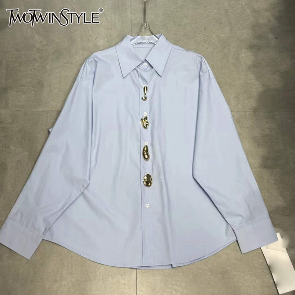 TWOTWINSTYLE Solid Loose Designer Blouses For Women Lapel Long Sleeve Autumn Temperament Shirts Female Fashion Style KBL545948
TWOTWINSTYLE Solid Loose Designer Blouses For Women Lapel Long Sleeve Autumn Temperament Shirts Female Fashion Style KBL545948