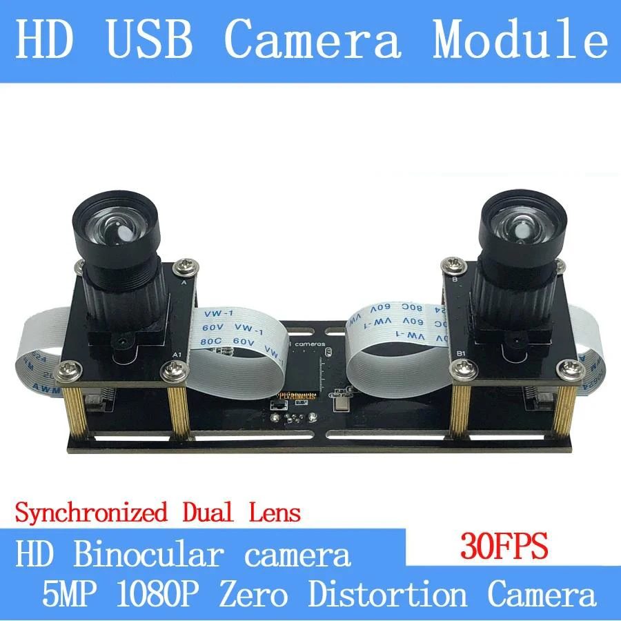 HD 1080P Stereo Webcam Dual Lens USB Camera Module 30FPS Flexible Synchronization for 3D Video VR Virtual Reality Non Distortion
HD 1080P Stereo Webcam Dual Lens USB Camera Module 30FPS Flexible Synchronization for 3D Video VR Virtual Reality Non Distortion