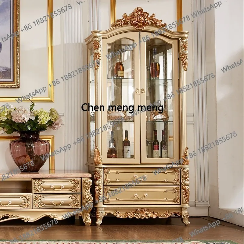 European Solid Wood Wine Cabinet Living Room Simple Carved Wine Cabinet Single-door Glass Bar Furniture Barschrank
European Solid Wood Wine Cabinet Living Room Simple Carved Wine Cabinet Single-door Glass Bar Furniture Barschrank