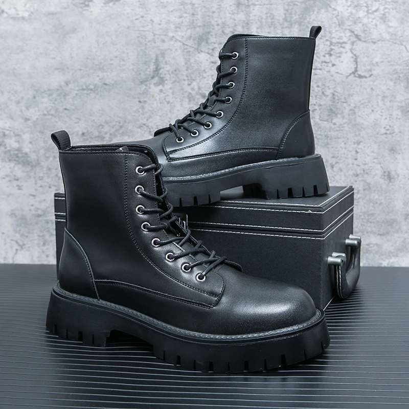 New Black Motorcycle Boots for Men Brown Lace-up Round Toe Platform Short Boots Western Boots Size 38-45
New Black Motorcycle Boots for Men Brown Lace-up Round Toe Platform Short Boots Western Boots Size 38-45
