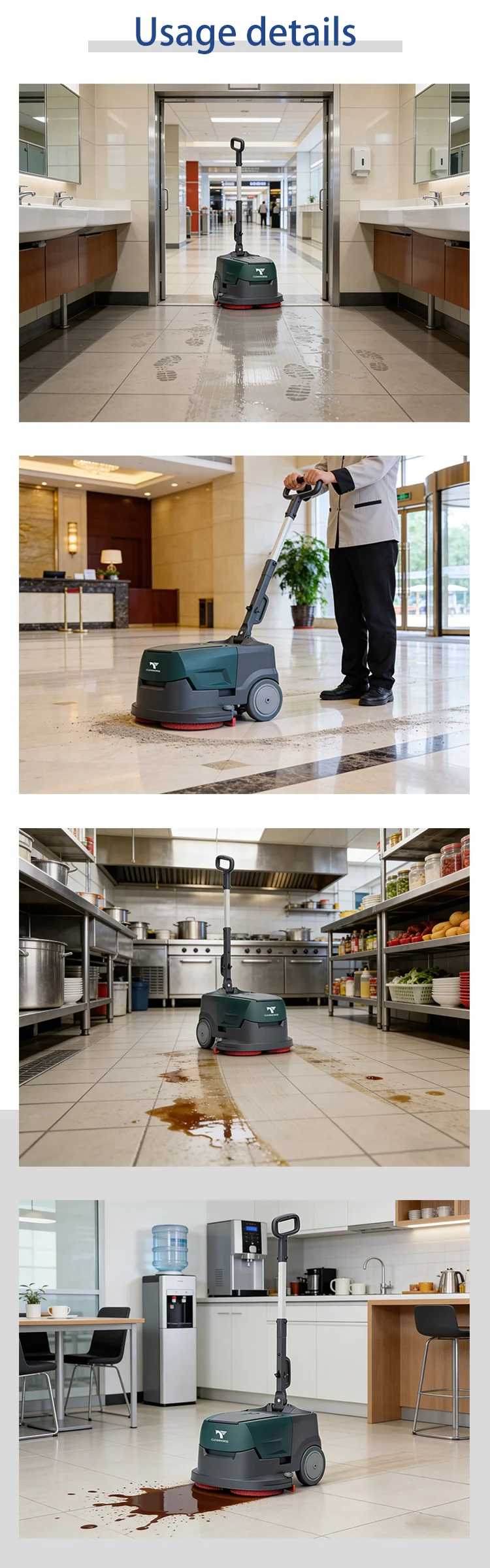 K1 Compact Battery Powered Mini Floor Scrubber Drier with Working Hours 90min for Cleaning Classroom Marble Floor
K1 Compact Battery Powered Mini Floor Scrubber Drier with Working Hours 90min for Cleaning Classroom Marble Floor