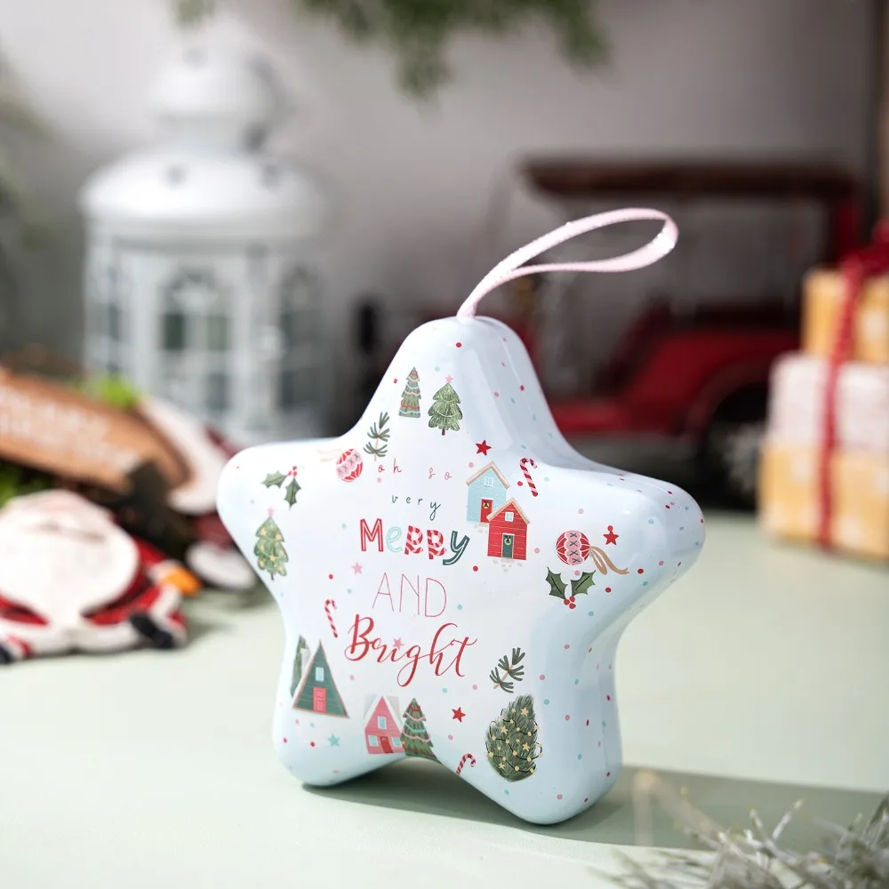 Multi-Functional Christmas Tin Box with Rope Tinplate Material Star Shaped Box Elegant Style Cartoon Design Biscuit Candy Box
Multi-Functional Christmas Tin Box with Rope Tinplate Material Star Shaped Box Elegant Style Cartoon Design Biscuit Candy Box