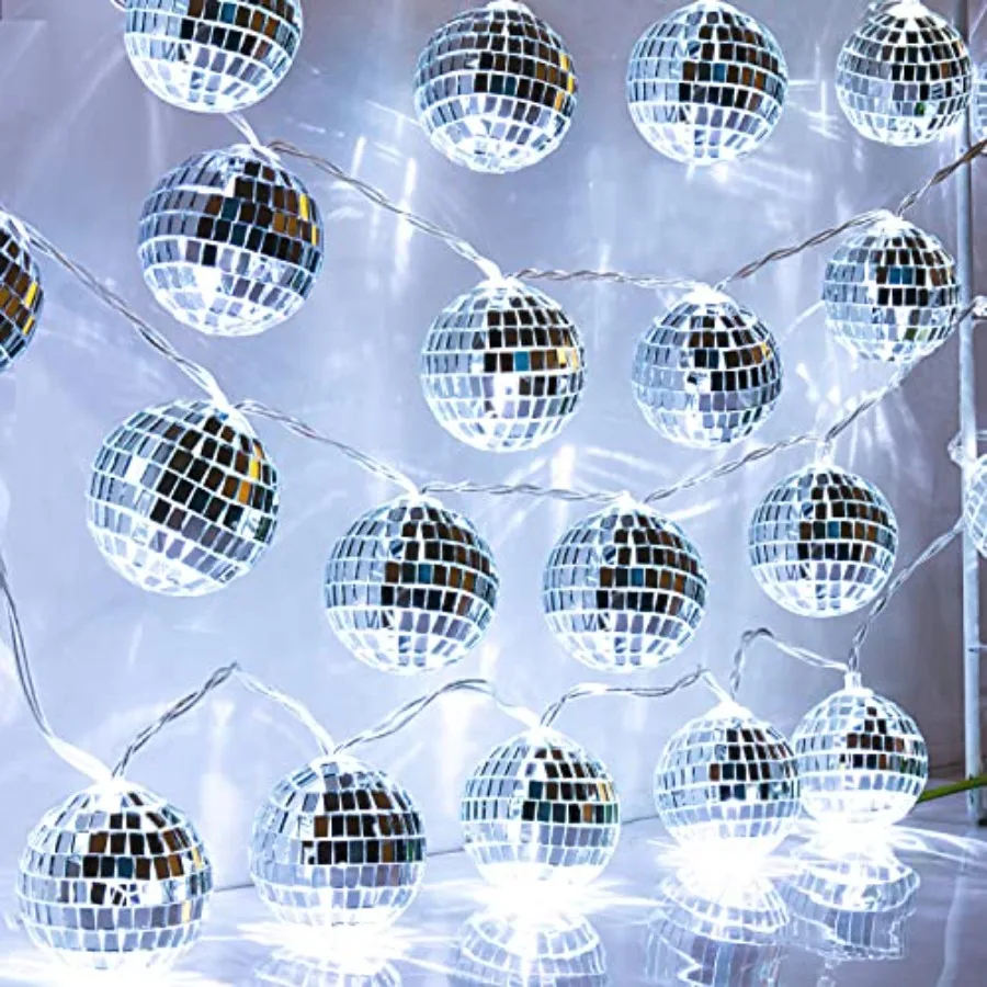 50 LED 16.4Ft Disco Ball String Light - Battery Powered and USB Plug Disco Ball Lights for 70's Disco Party Decorations and Bir
50 LED 16.4Ft Disco Ball String Light - Battery Powered and USB Plug Disco Ball Lights for 70's Disco Party Decorations and Bir