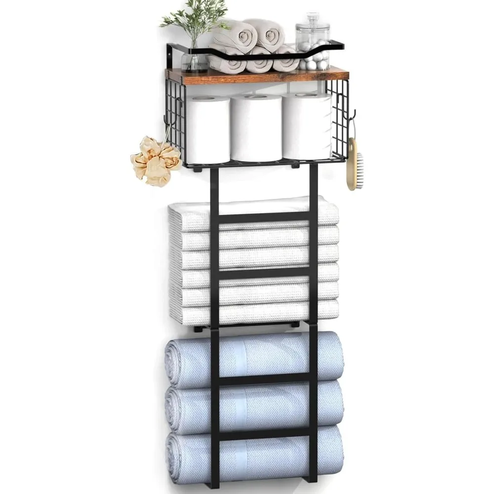 Вешалки для полотенец для ванной комнаты, настенная вешалка для полотенец 34 дюйма с 2 полками для полотенец и проволочной корзиной, свернутая полка для полотенец для ванны
Вешалки для полотенец для ванной комнаты, настенная вешалка для полотенец 34 дюйма с 2 полками для полотенец и проволочной корзиной, свернутая полка для полотенец для ванны