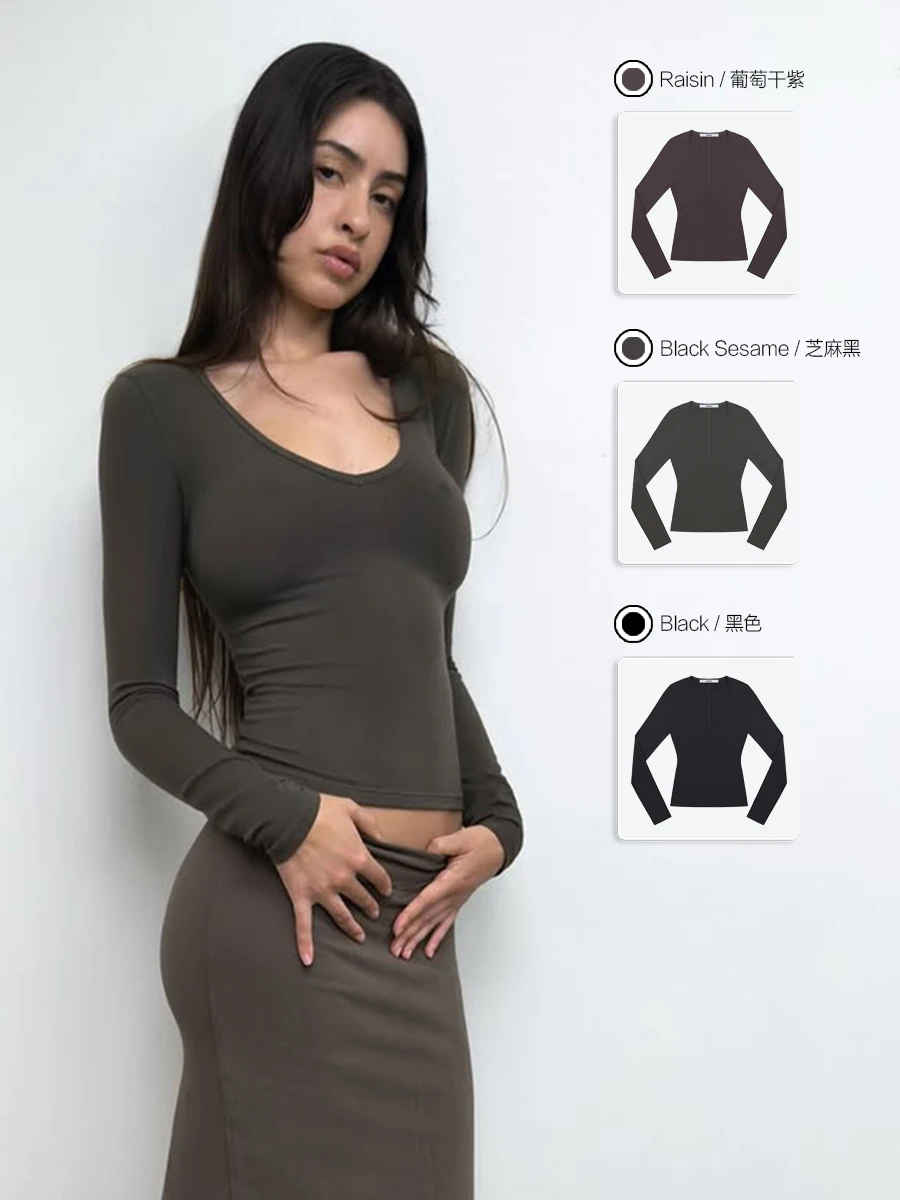 Tank grape purple new v-neck slim long-sleeved cotton elastic series solid color waist cut undershirt
Tank grape purple new v-neck slim long-sleeved cotton elastic series solid color waist cut undershirt