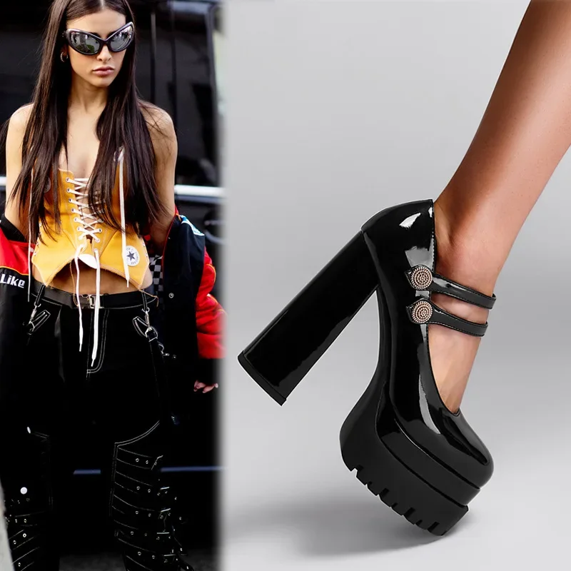 Platform Square Toe Patent Leather Mary Jane Buckle Block Heel Pumps Sexy Large Size Nightclub Ladies Catwalk Shoes Zapato
Platform Square Toe Patent Leather Mary Jane Buckle Block Heel Pumps Sexy Large Size Nightclub Ladies Catwalk Shoes Zapato