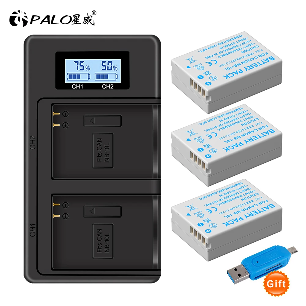 PALO 1-4pcs 1400mAh NB-10L NB10L NB 10L Battery+LCD Dual Charger for Canon G1X G15 G16 SX40HS SX50HS SX60HS SX40 SX50 Camera
PALO 1-4pcs 1400mAh NB-10L NB10L NB 10L Battery+LCD Dual Charger for Canon G1X G15 G16 SX40HS SX50HS SX60HS SX40 SX50 Camera