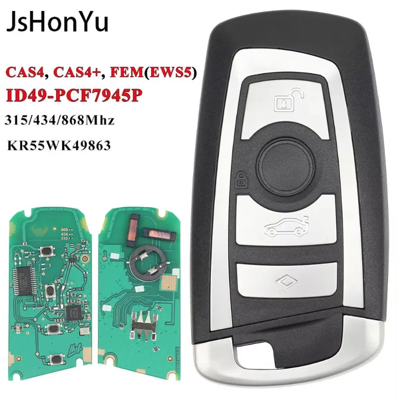 JsHonYu KR55WK49863 315 433 868MHz Smart Remote Key for BMW CAS4 FEM F System F20 F22 F30 3 5 7 Series Keyless Go Car Key Fob
JsHonYu KR55WK49863 315 433 868MHz Smart Remote Key for BMW CAS4 FEM F System F20 F22 F30 3 5 7 Series Keyless Go Car Key Fob