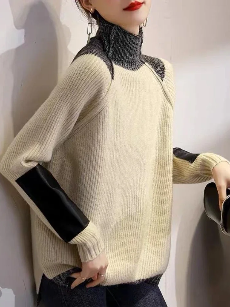 2024 Autumn/Winter New Korean Elegant Retro Style Long Sleeve Warm Fashion Knitted Hoodie Splicing Street Style Knitted Top
2024 Autumn/Winter New Korean Elegant Retro Style Long Sleeve Warm Fashion Knitted Hoodie Splicing Street Style Knitted Top