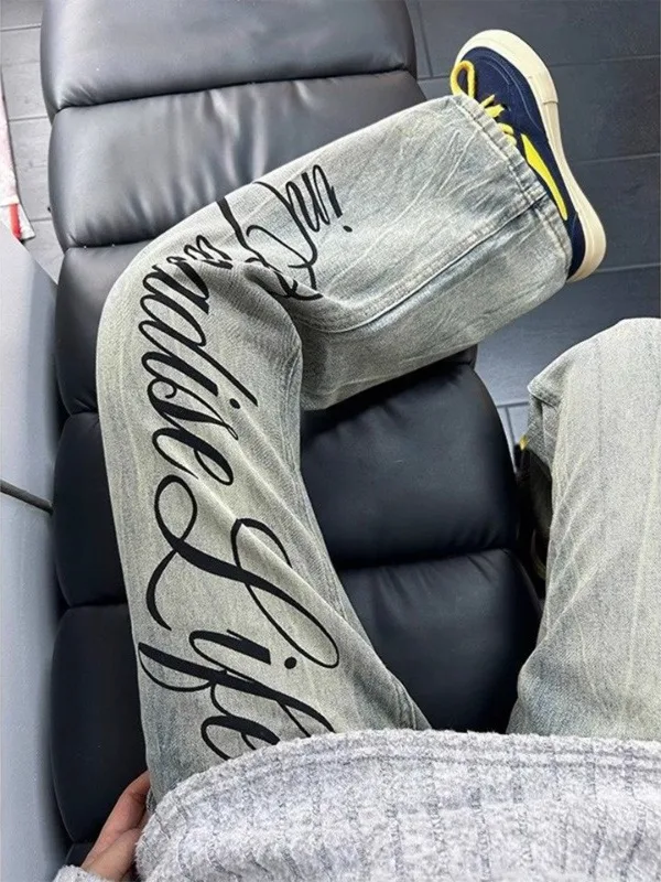 Spring Design Men's Printed Denim Jeans High Street Vibe Straight Leg Micro Flared Pants Letter Fla Pattern Casual Jeans
Spring Design Men's Printed Denim Jeans High Street Vibe Straight Leg Micro Flared Pants Letter Fla Pattern Casual Jeans