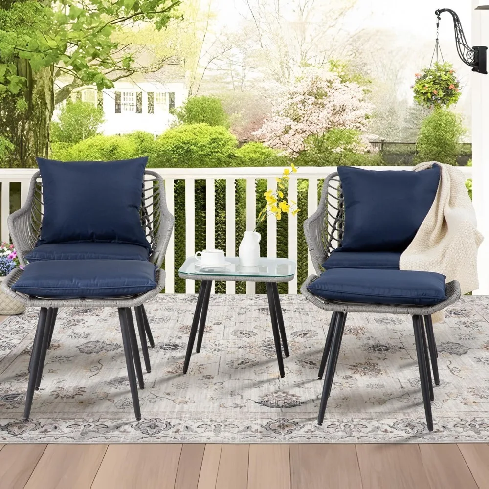 5 Piece Patio Furniture Set, Outdoor Wicker Small Conversation Bistro Set, All-Weather PE Rattan Chairs with, Customized
5 Piece Patio Furniture Set, Outdoor Wicker Small Conversation Bistro Set, All-Weather PE Rattan Chairs with, Customized
