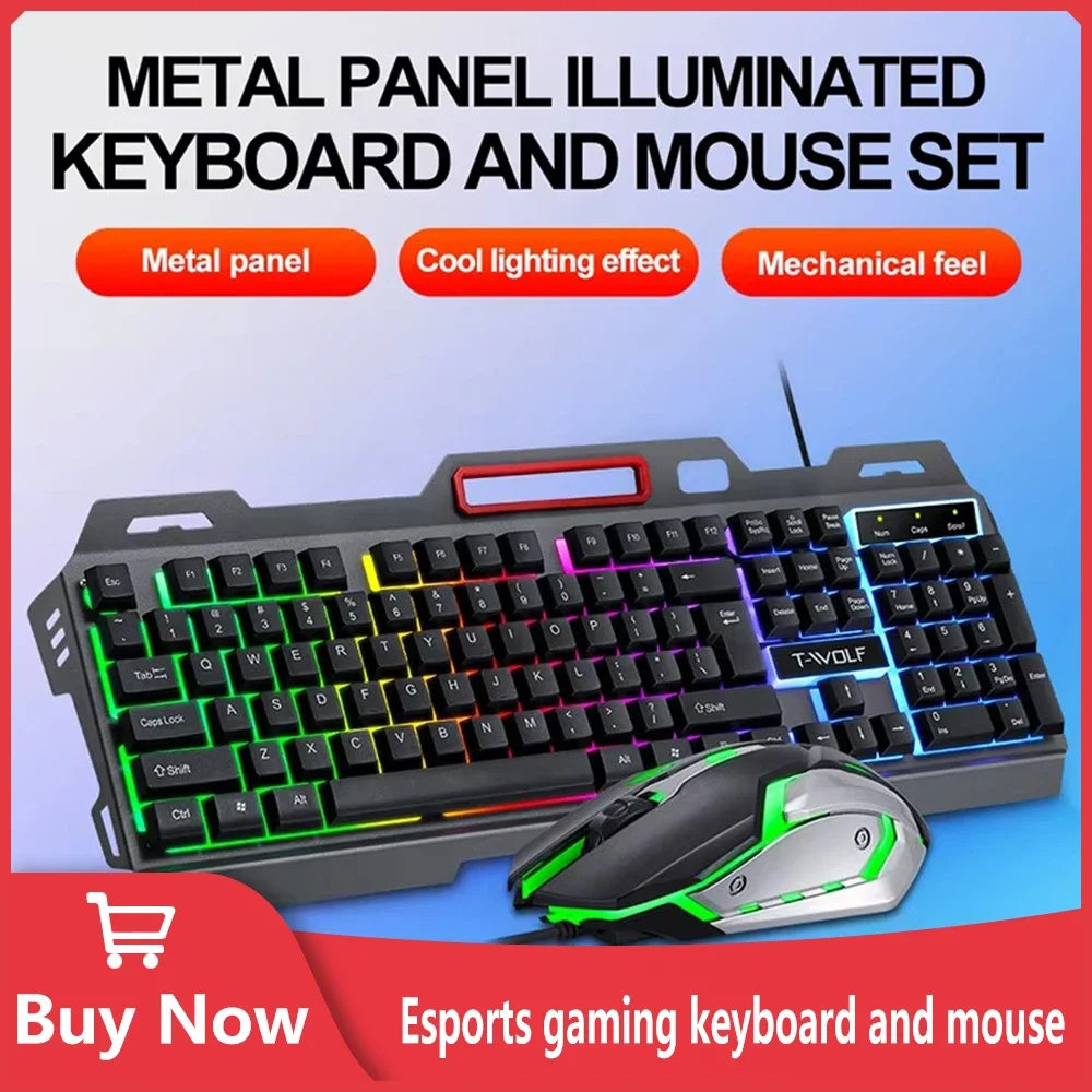 Gaming Keyboard and Mouse Wired Set Rainbow Backlit Gaming Computer Waterproof EN Keyboards for Gaming Computer PC Laptop
Gaming Keyboard and Mouse Wired Set Rainbow Backlit Gaming Computer Waterproof EN Keyboards for Gaming Computer PC Laptop