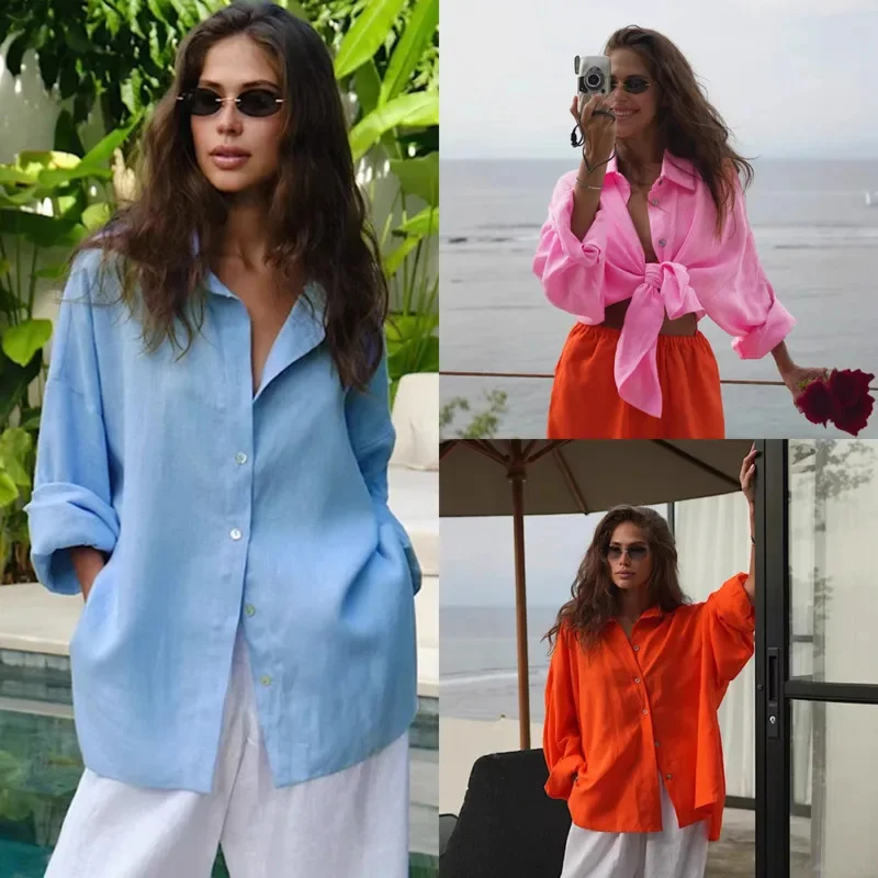 Spring Summer Versatile Casual Shirt Fashion Solid Color Loose Shirt New Lapel Single Breasted Sunscreen Jacket Long Sleeved Top
Spring Summer Versatile Casual Shirt Fashion Solid Color Loose Shirt New Lapel Single Breasted Sunscreen Jacket Long Sleeved Top
