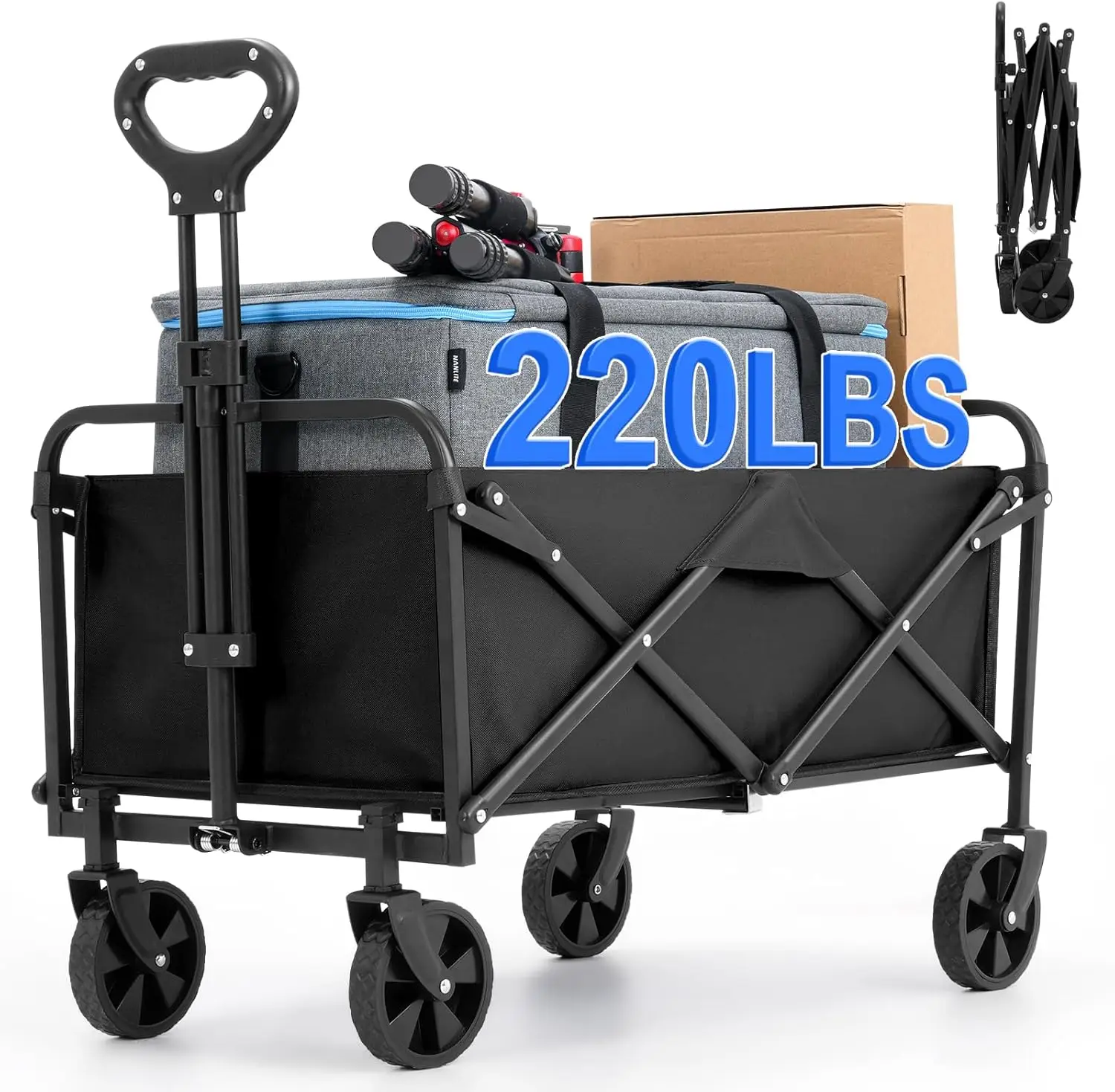 Collapsible Foldable Wagon Cart with Wheels for Outdoor Sports Shopping Beach Garden Utility
Collapsible Foldable Wagon Cart with Wheels for Outdoor Sports Shopping Beach Garden Utility