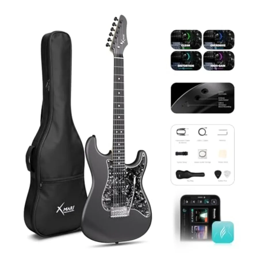 Smart electric guitar for live performance and home practice, carbon fiber body, black, built-in DSP effects with 4 presets, US
Smart electric guitar for live performance and home practice, carbon fiber body, black, built-in DSP effects with 4 presets, US