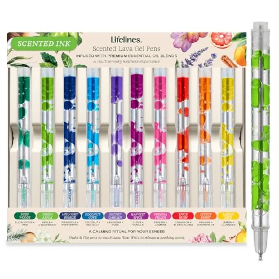 Scented Lava Gel Pen Set, 10-Pack Multi-Color - 0.5mm Colored Gel Pens Infused with Scented Essential Oil Blends and Mesmerizin
Scented Lava Gel Pen Set, 10-Pack Multi-Color - 0.5mm Colored Gel Pens Infused with Scented Essential Oil Blends and Mesmerizin