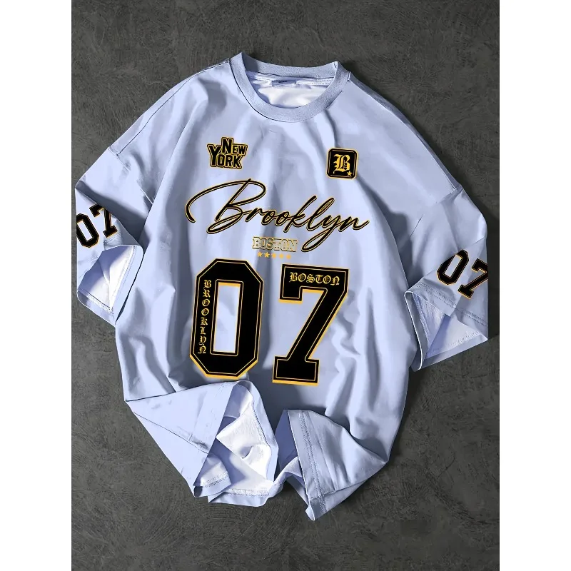 Men's Brooklyn 07 Pattern Printed Summer T-shirt Casual Loose Collar Top Bold Letter Number Design Trendy Streetwear
Men's Brooklyn 07 Pattern Printed Summer T-shirt Casual Loose Collar Top Bold Letter Number Design Trendy Streetwear