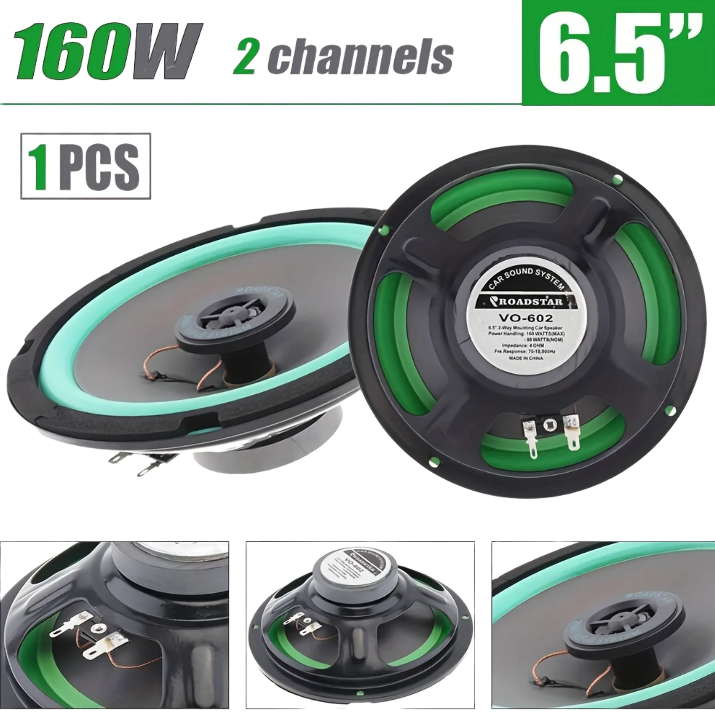 6.5 Inch 2-Way Car Coaxial Speaker 160W Max Power Full Range Stereo with NdFeB Magnet & Plug and Play Interface for Auto Audio
6.5 Inch 2-Way Car Coaxial Speaker 160W Max Power Full Range Stereo with NdFeB Magnet & Plug and Play Interface for Auto Audio