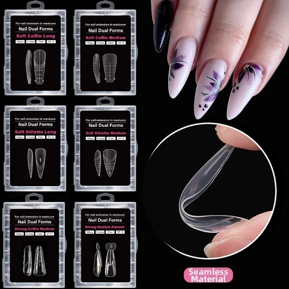 140PCS 14 Sizes French Nail Dual Form Square Almond Reusable Nail Extension Mold with Inner French Line Fake Nail Tips
140PCS 14 Sizes French Nail Dual Form Square Almond Reusable Nail Extension Mold with Inner French Line Fake Nail Tips