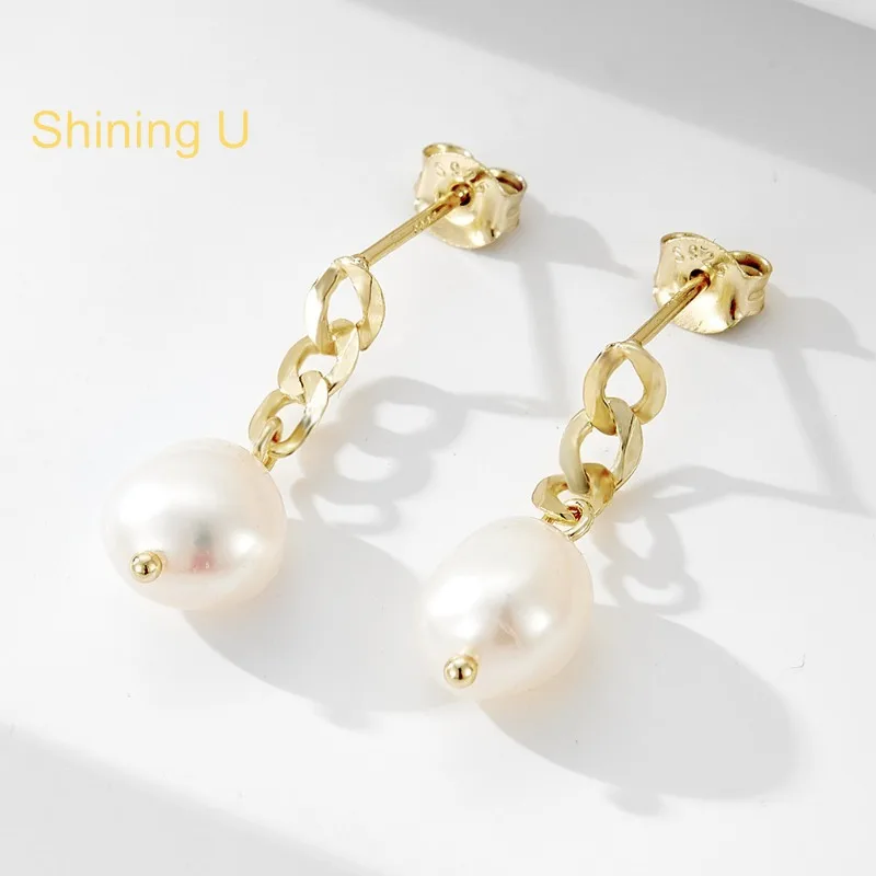 Серьги-подвески Shining U из стерлингового серебра 925 пробы с пресноводным барочным жемчугом для женщин, изысканные украшения для вечеринок, весна
Серьги-подвески Shining U из стерлингового серебра 925 пробы с пресноводным барочным жемчугом для женщин, изысканные украшения для вечеринок, весна