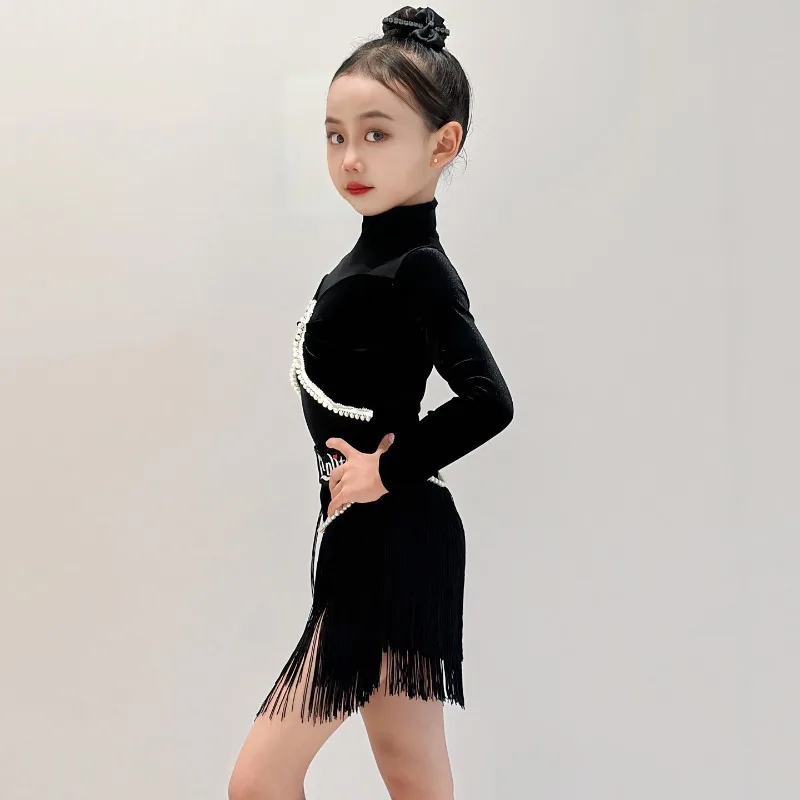 AutumnWinter New Style Girls' Latin Dance Costume Sophisticated Black Long-Sleeved Separate Frill HalfDress Performance Set
AutumnWinter New Style Girls' Latin Dance Costume Sophisticated Black Long-Sleeved Separate Frill HalfDress Performance Set