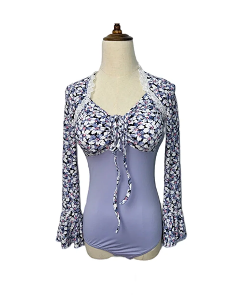 Floral Ballroom Latin Dance Tops Women Flare Sleeve Bodysuit Tango Dancing Performance Wear ChaCha Samba Dance Clothing
Floral Ballroom Latin Dance Tops Women Flare Sleeve Bodysuit Tango Dancing Performance Wear ChaCha Samba Dance Clothing