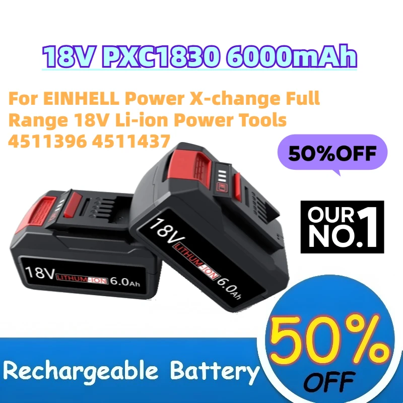 Upgrade 18V PXC1830 6.0Ah Replacement Battery for EINHELL Power X-change Full Range 18V Li-ion Power Tools 4511396 4511437
Upgrade 18V PXC1830 6.0Ah Replacement Battery for EINHELL Power X-change Full Range 18V Li-ion Power Tools 4511396 4511437