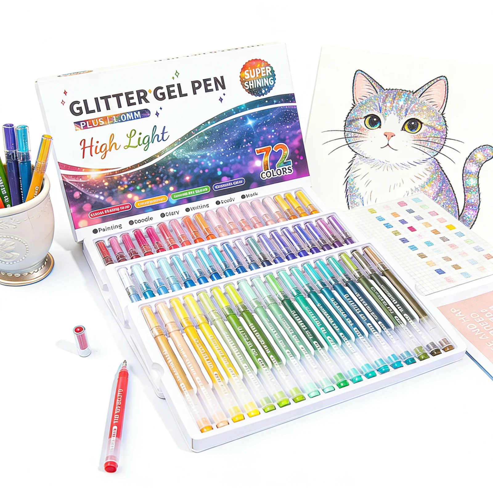 Set of 6-24 Metallic Glitter Gel Pens 1.0 mm Color Ballpoint Pen Book Card Long Lasting Writing Drawing Marking Coloring DIY Art
Set of 6-24 Metallic Glitter Gel Pens 1.0 mm Color Ballpoint Pen Book Card Long Lasting Writing Drawing Marking Coloring DIY Art