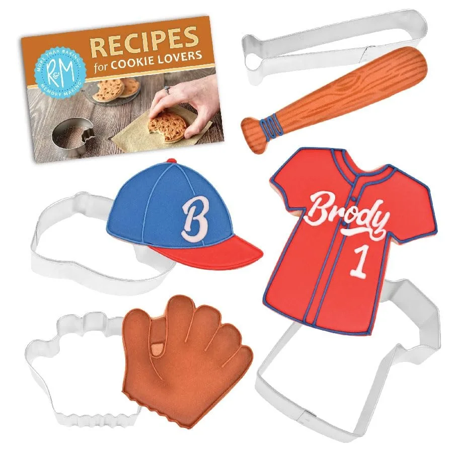 Baseball Cookie Cutter Gift Set. Includes Baseball Bat, Hat, Jersey, Glove. 4 Pieces. Silver
Baseball Cookie Cutter Gift Set. Includes Baseball Bat, Hat, Jersey, Glove. 4 Pieces. Silver