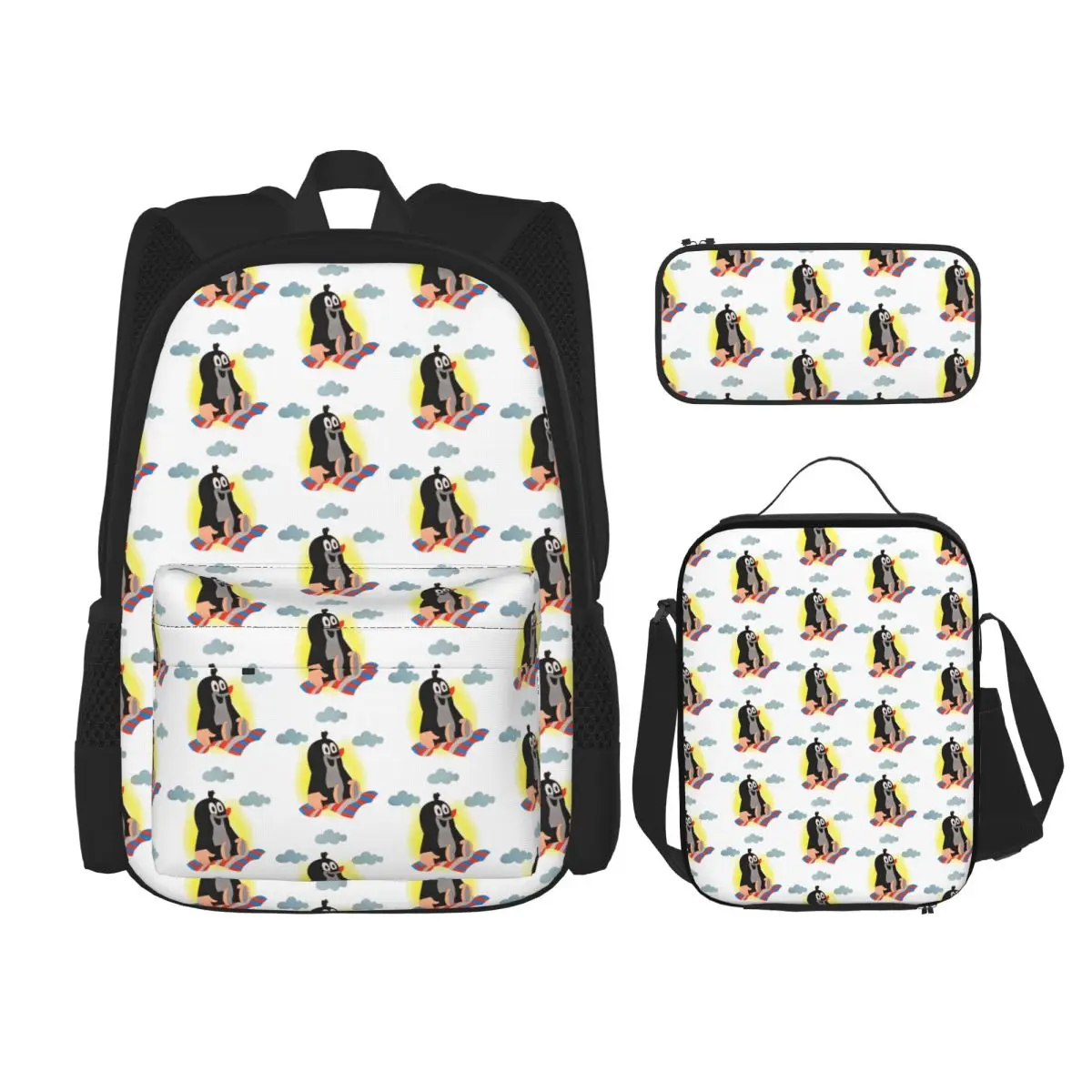 Cute Happy Mole Krtek Backpacks Boys Girls Bookbag Students School Bags Cartoon Kids Rucksack Lunch Bag Pen Bag Three-Piece Set
Cute Happy Mole Krtek Backpacks Boys Girls Bookbag Students School Bags Cartoon Kids Rucksack Lunch Bag Pen Bag Three-Piece Set