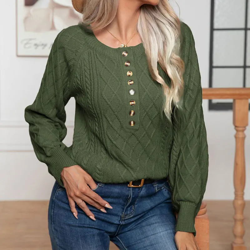 2025 Knitted blouse women's pullover loose casual button twisted long sleeve Fried Dough Twists knitting pullover wool
2025 Knitted blouse women's pullover loose casual button twisted long sleeve Fried Dough Twists knitting pullover wool