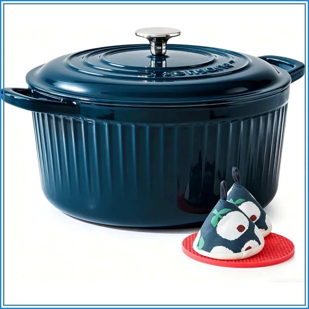 5.5QT Enameled Cast Iron Dutch Oven Pot with Lid, Heavy-Duty Round Dual Handles, Oven Safe for Bread Baking, Stews, Braising, Roasting, Emerald Green
5.5QT Enameled Cast Iron Dutch Oven Pot with Lid, Heavy-Duty Round Dual Handles, Oven Safe for Bread Baking, Stews, Braising, Roasting, Emerald Green