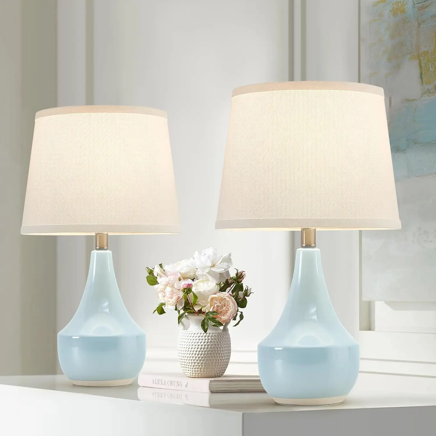 Set of 2 Ceramic Table Lamps with LED Bulbs, Modern Sky Blue Nightstand Lamp for Living Room & Bedroom
Set of 2 Ceramic Table Lamps with LED Bulbs, Modern Sky Blue Nightstand Lamp for Living Room & Bedroom