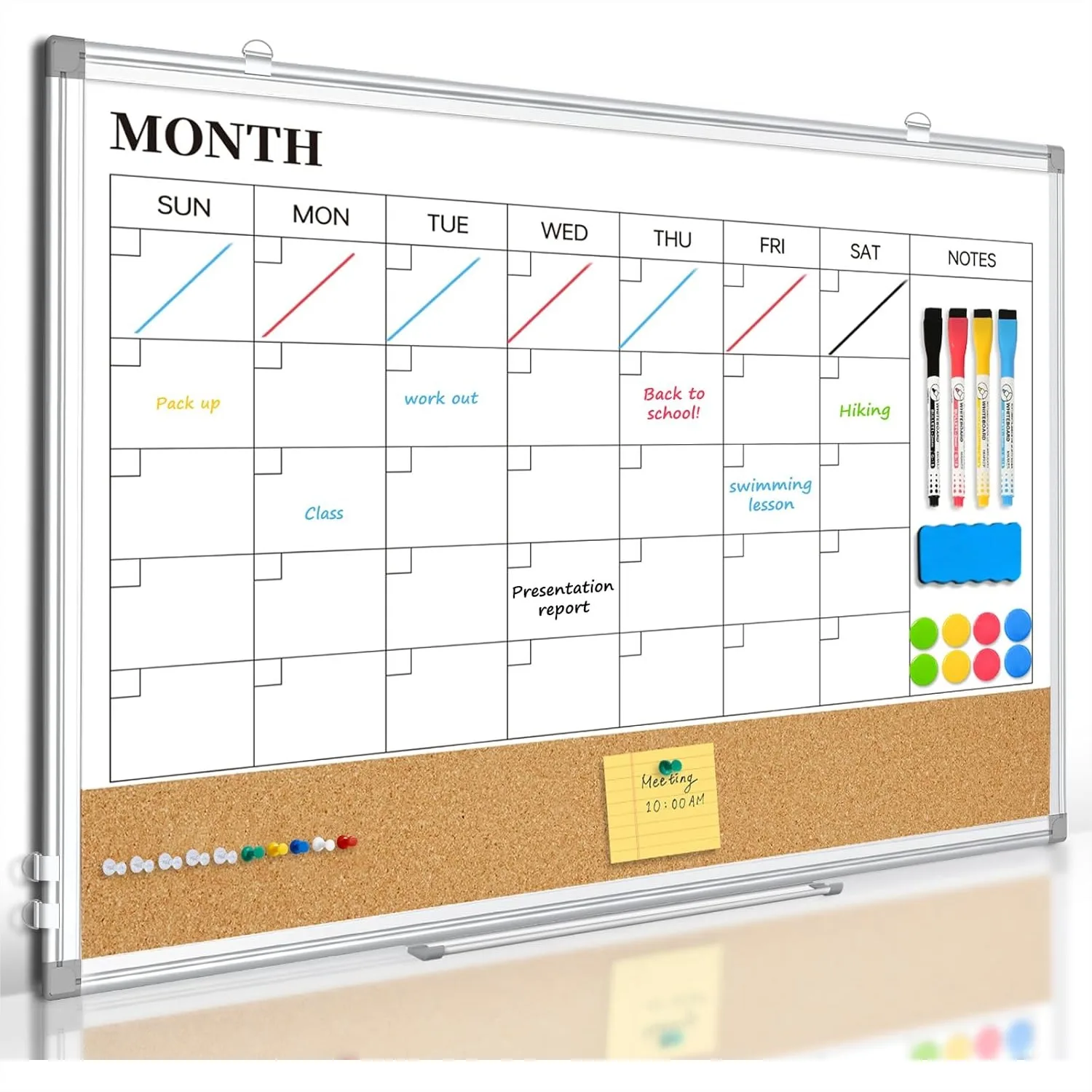Dry Erase Calendar Whiteboard 24x18 Magnetic Monthly Board with Cork, Double Sided Aluminum Frame for Home Office School Dorm
Dry Erase Calendar Whiteboard 24x18 Magnetic Monthly Board with Cork, Double Sided Aluminum Frame for Home Office School Dorm