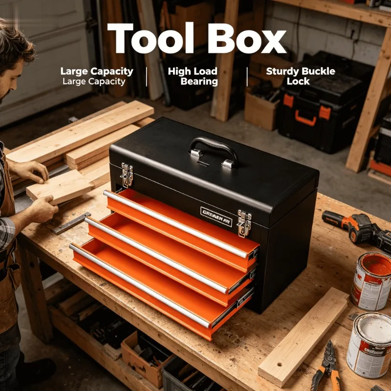 Metal Portable Tool Box Heavy Duty Lockable Handheld Storage Organizer for Electrician Mechanic Hardware Toolbox Garage Case
Metal Portable Tool Box Heavy Duty Lockable Handheld Storage Organizer for Electrician Mechanic Hardware Toolbox Garage Case