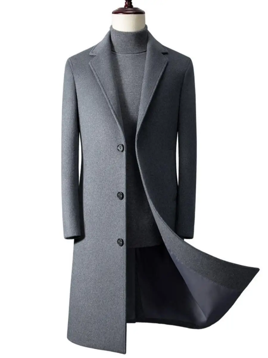 Spring Autumn Long Thiened Men's Coat Sli Slim Fit Knee-Length Overcoat Korean Sle Woolen Coat Faionable Urban Sle
Spring Autumn Long Thiened Men's Coat Sli Slim Fit Knee-Length Overcoat Korean Sle Woolen Coat Faionable Urban Sle