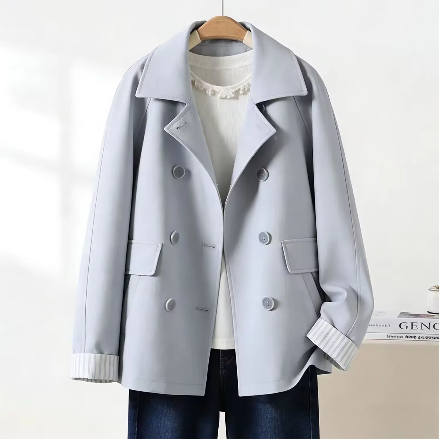 Women's Trench Coat 2026 New Spring Autumn Korean Loose Short Windbreaker Coat Ladies Korean Double-breasted Lined Outwear 4XL
Women's Trench Coat 2026 New Spring Autumn Korean Loose Short Windbreaker Coat Ladies Korean Double-breasted Lined Outwear 4XL