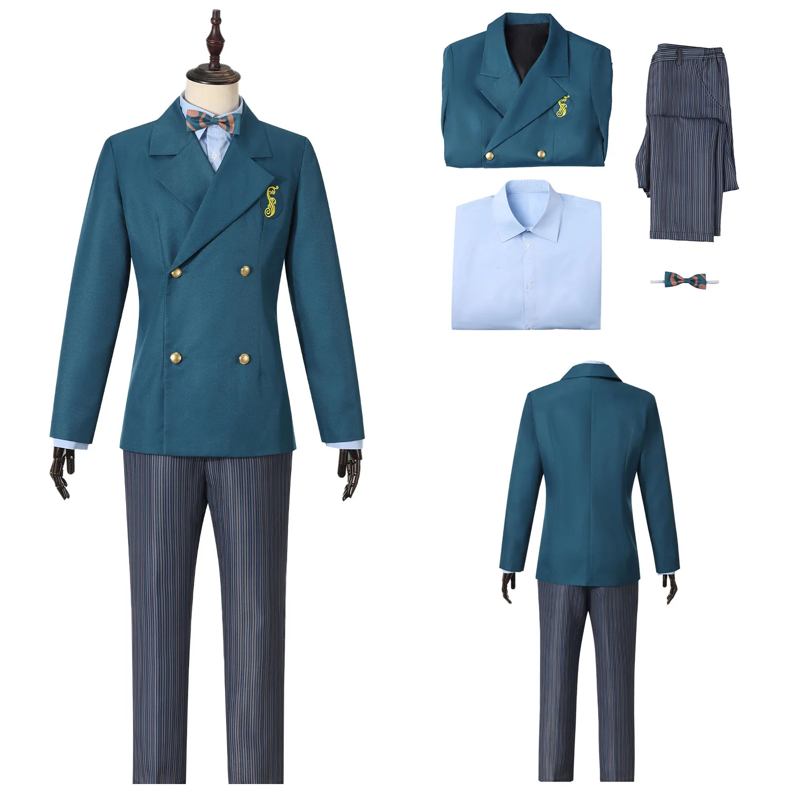 Fiyero Boq School Uniform Cosplay Costume Musical Witch Men Blue Coat Shirt with Tie Suit Halloween Carnival Outfit
Fiyero Boq School Uniform Cosplay Costume Musical Witch Men Blue Coat Shirt with Tie Suit Halloween Carnival Outfit