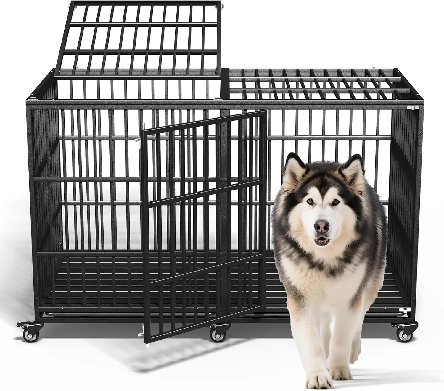 Heavy Duty Dog Crate for Extra Large Breeds, Double Doors, Lockable Wheels, Escape Proof Kennel
Heavy Duty Dog Crate for Extra Large Breeds, Double Doors, Lockable Wheels, Escape Proof Kennel