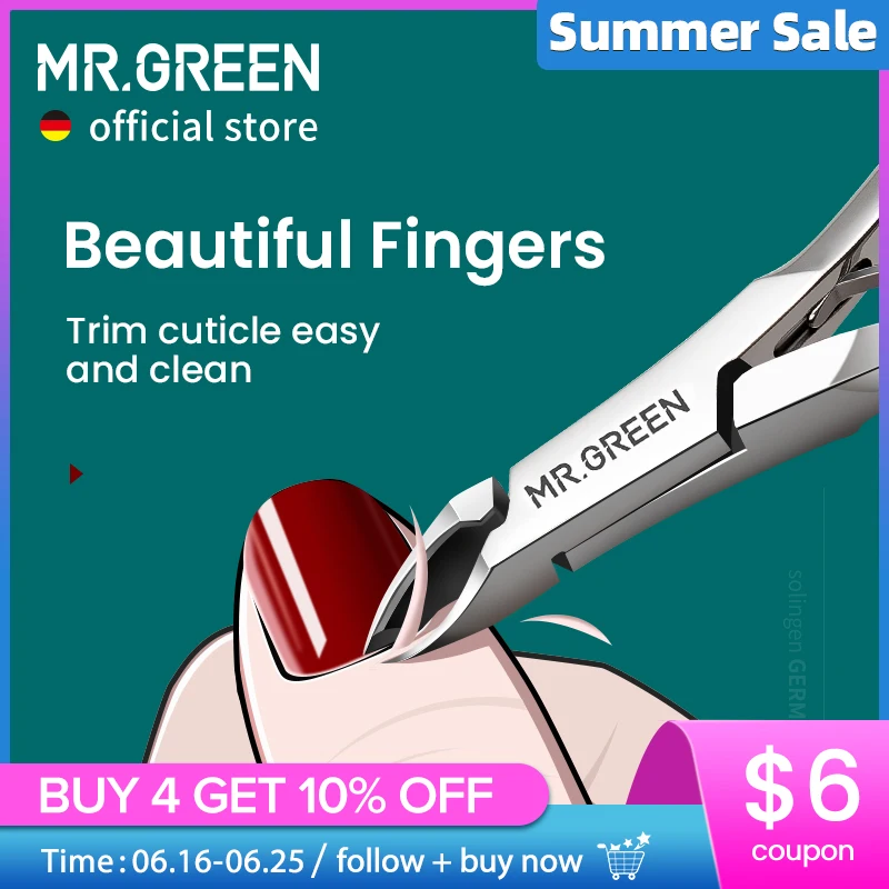 Кусачки для кутикулы MR.GREEN, инструмент для удаления омертвевшей кожи, нержавеющая сталь, для педикюра
Кусачки для кутикулы MR.GREEN, инструмент для удаления омертвевшей кожи, нержавеющая сталь, для педикюра