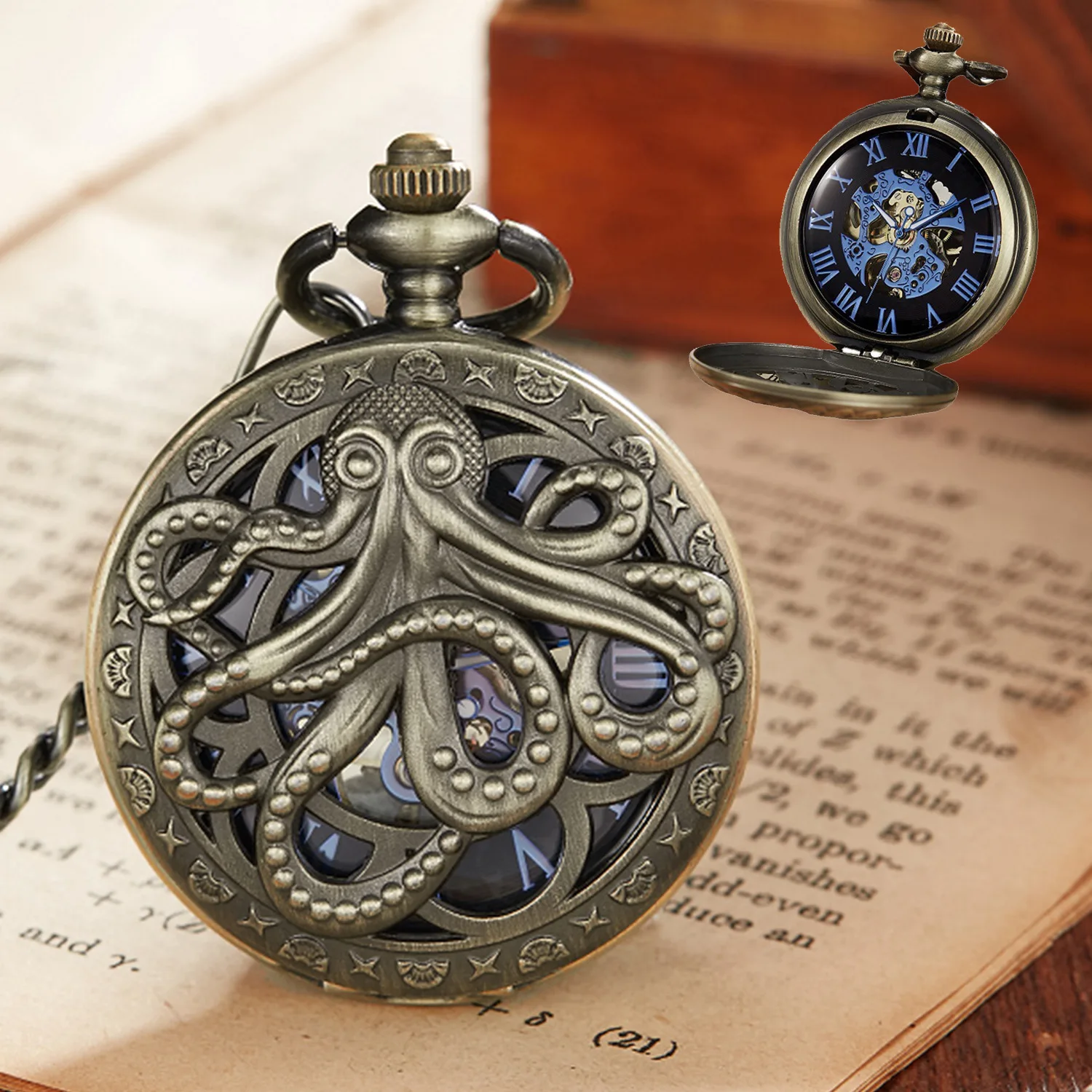 Octopus Hollow Roman Numeral Quartz Pocket Watch Steampunk Men's Watch
Octopus Hollow Roman Numeral Quartz Pocket Watch Steampunk Men's Watch